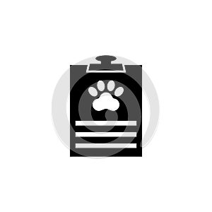 Animal Vet Checklist, Veterinary Pet Health Card. Flat Vector Icon illustration. Simple black symbol on white background