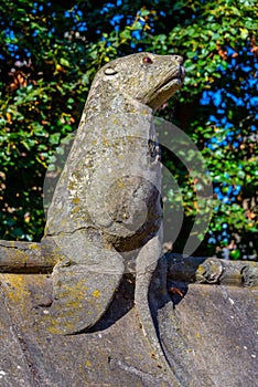 Animal wall of Bute park at Welsh capital Cardiff, UK