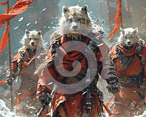 Animal warriors in epic battle attire