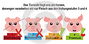 Animal welfare information sign with pig, vector