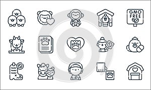 animal welfare line icons. linear set. quality vector line set such as farm, vegan, boots, paw, animal care, goat, activist,