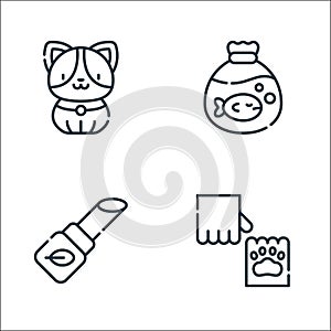 Animal welfare line icons. linear set. quality vector line set such as paw, makeup, animal trafficking