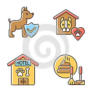 Animal welfare RGB color icons set