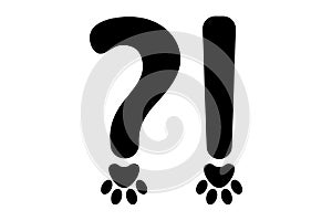 Orthography signs of black question mark and exclamation mark in animal style.