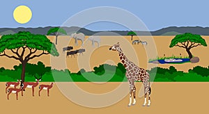 Animals in African scenery