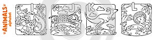 Animals alphabet or ABC. Coloring book set