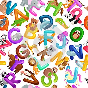 Animals alphabet set for kids abc education in preschool.