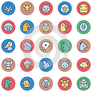 Animals and Birds Vector Icons Set which can easily modify or edit photo
