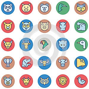 Animals and Birds Vector Icons Set which can easily modify or edit