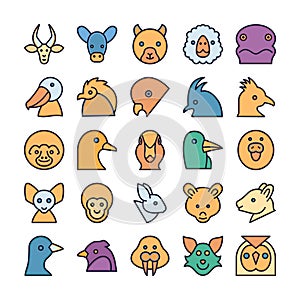 Animals and Birds Vector Icons Set which can easily modify or edit photo