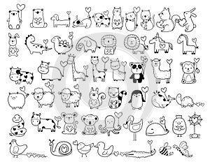 Animals Cartoon With Valentine Bundle,love Big collection of decorative,valentine kids,baby characters, wedding,card,hand drawn