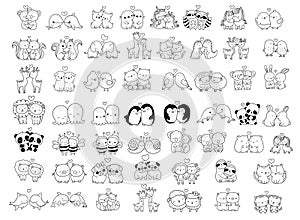 Animals Cartoon With Valentine Bundle,love Big collection of decorative,valentine kids,baby characters, wedding, vector