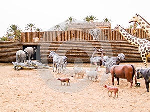 the animals climb on Noah's Ark, prehistoric park in Tunisia, To