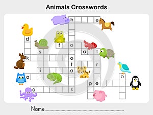 Animals Crosswords - Worksheet for education