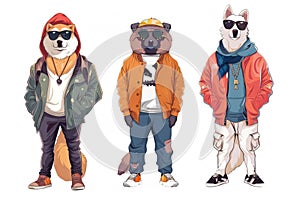 animals dressed in cool and stylish outfits that reflect their cool and collected personalities.