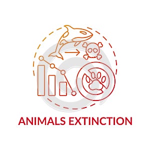 Animals extinction red gradient concept icon