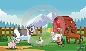 Animals farm with cartoon style