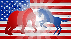 Animals Fighting American Election Concept