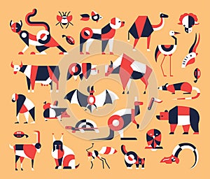 Animals - flat design icons set