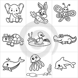 Animals icon set in white background. Vector illustration