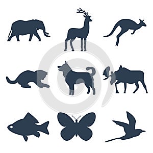 Animals icons set on white background.