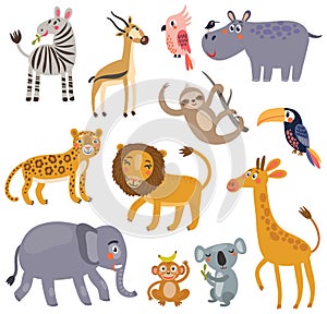 Animals of the jungle. Vector set of characters.