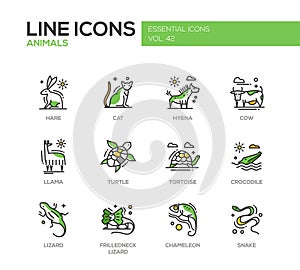 Gli animali linea progetto icone impostato 