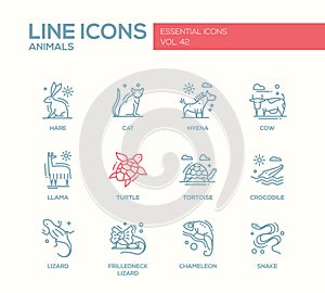 Gli animali linea progetto icone impostato 