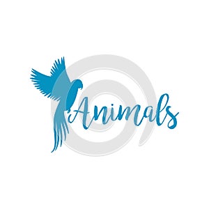 Animals logo template with flying bird