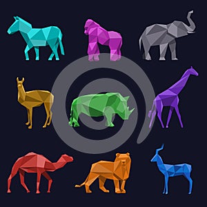 Animals low poly vector