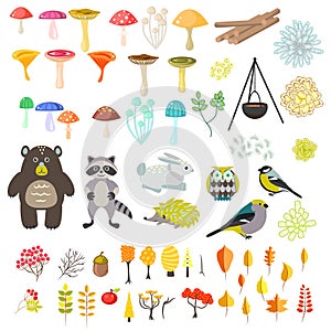 Animals and nature vector clipart objects.