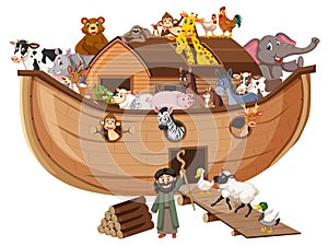 Animals on Noah`s ark isolated on white background