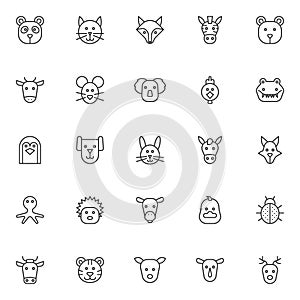 Animals outline icons set