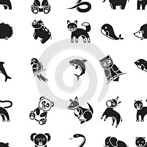 Animals pattern icons in black style. Big collection animals vector symbol stock illustration