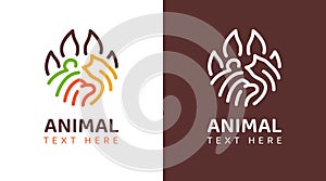 Animals paw logo with dog, cat, and rabbit forming a paw