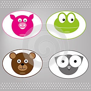 Animals pig ow bear and frog