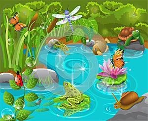 Animals in the pond photo