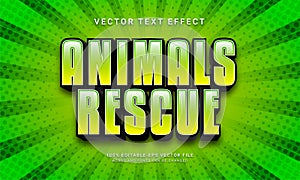 Animals rescue editable text effect with green color theme