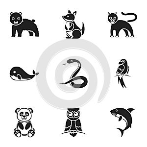 Animals set icons in black style. Big collection of animals vector symbol stock illustration