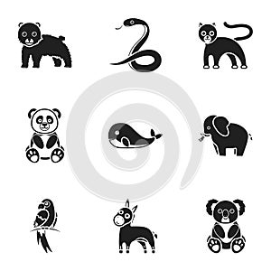 Animals set icons in black style. Big collection of animals vector symbol stock illustration