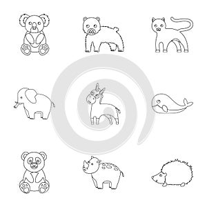 Animals set icons in outline style. Big collection of animals vector symbol