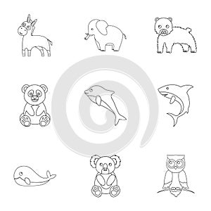 Animals set icons in outline style. Big collection of animals vector symbol stock illustration