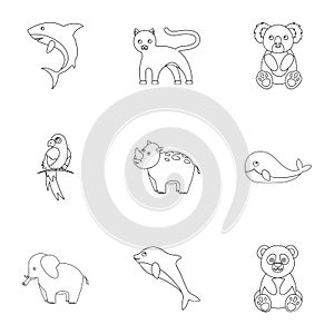 Animals set icons in outline style. Big collection of animals vector symbol stock illustration