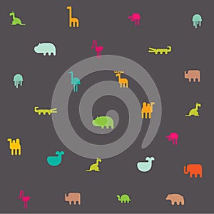 Animals silhouette seamless pattern. Geometric vector illustration flat design.