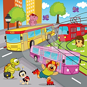 Animals trolleybus tram bus photo