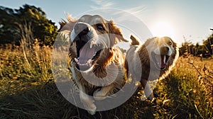 animals two dogs playing