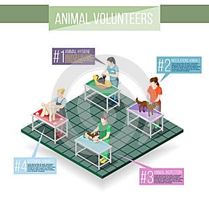 Animals Volunteers Isometric Infographics