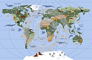 Animals world map for kids
