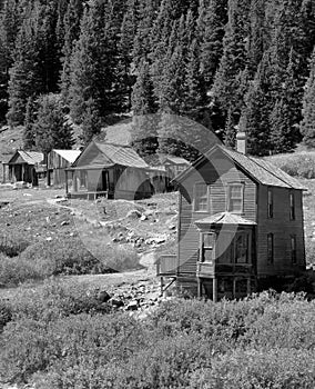 Animas Forks Ghost Town in B&W