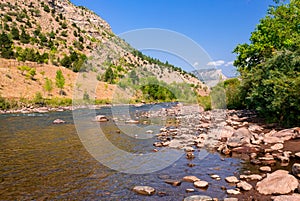 Animas river in Colorado in sunny summer day